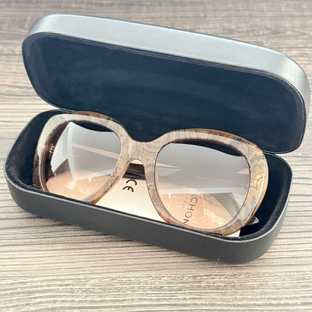 NWT ETRO Patterned Sunglasses Brown Italy w/Black Case